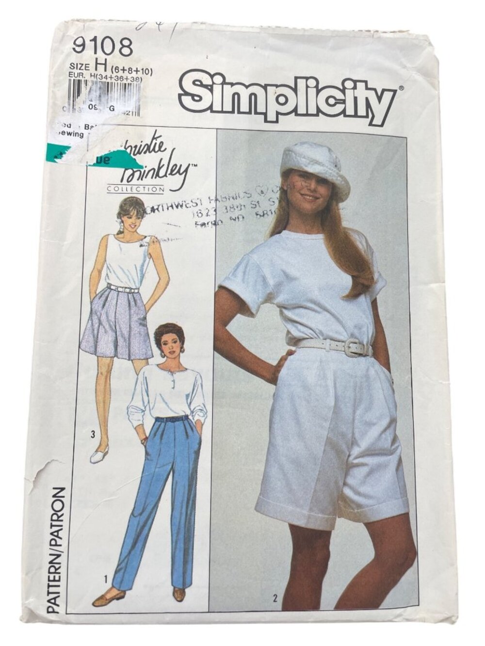 Vintage 80s Simplicity 9108 Sewing Pattern Sizes 6 8 10 Pants and Shorts CUT